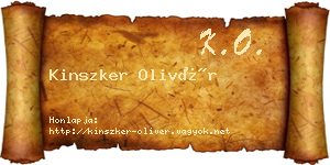 Kinszker Olivér névjegykártya
